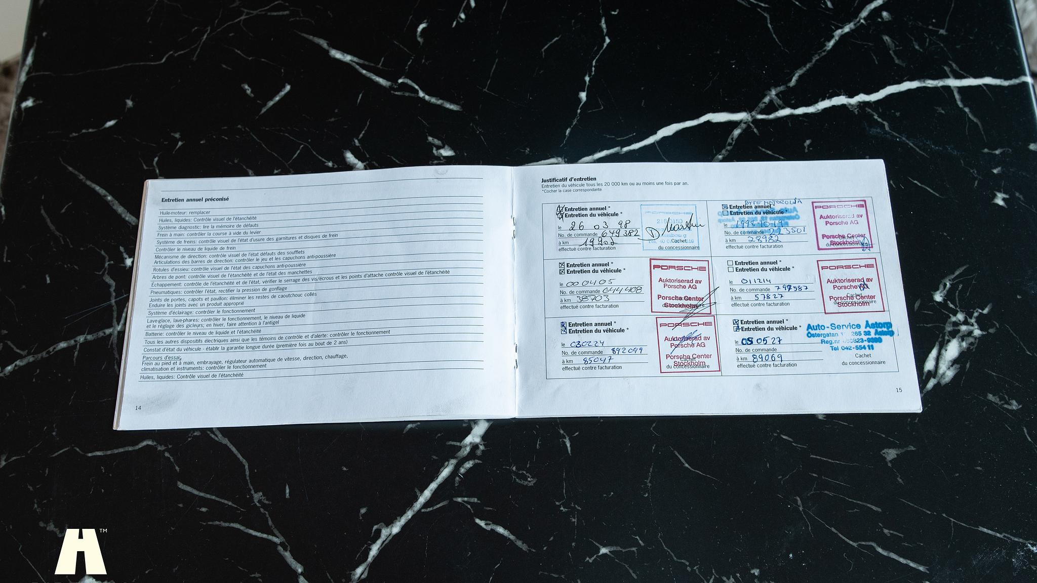 Documentation for 1998 Porsche 996 Carrera 2 “Clubsport”