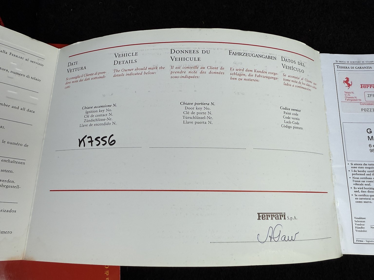 Dokumentation för 2003 Ferrari 575M Maranello