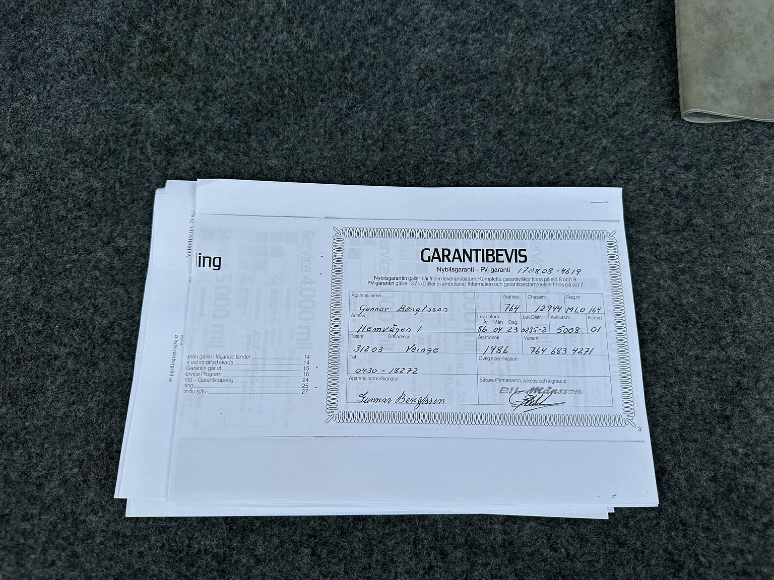 Dokumentation, 1986 Volvo 760 GLE 2.8 V6 Automatisk