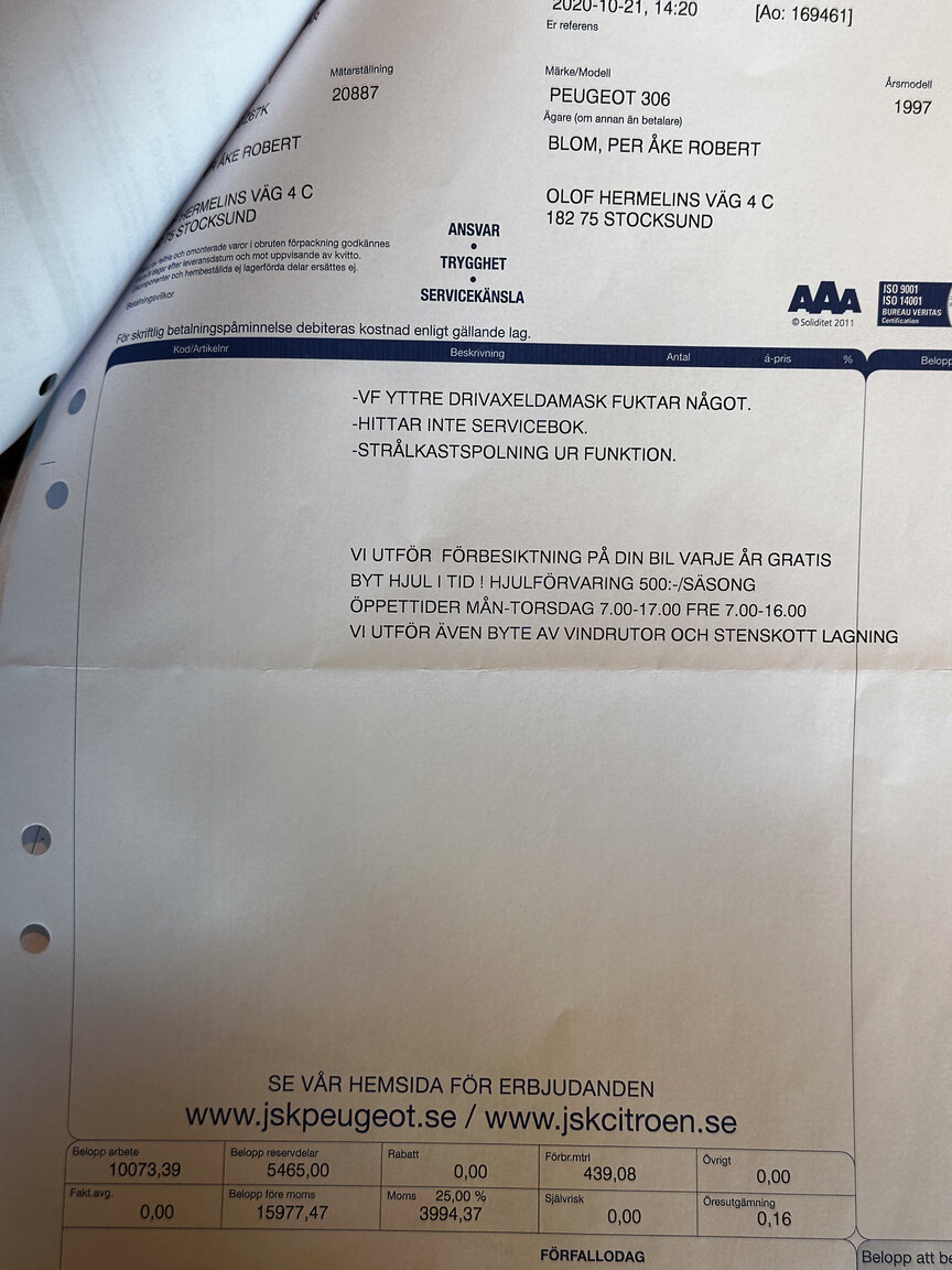 Documentation for 1997 Peugeot 306 Cabriolet