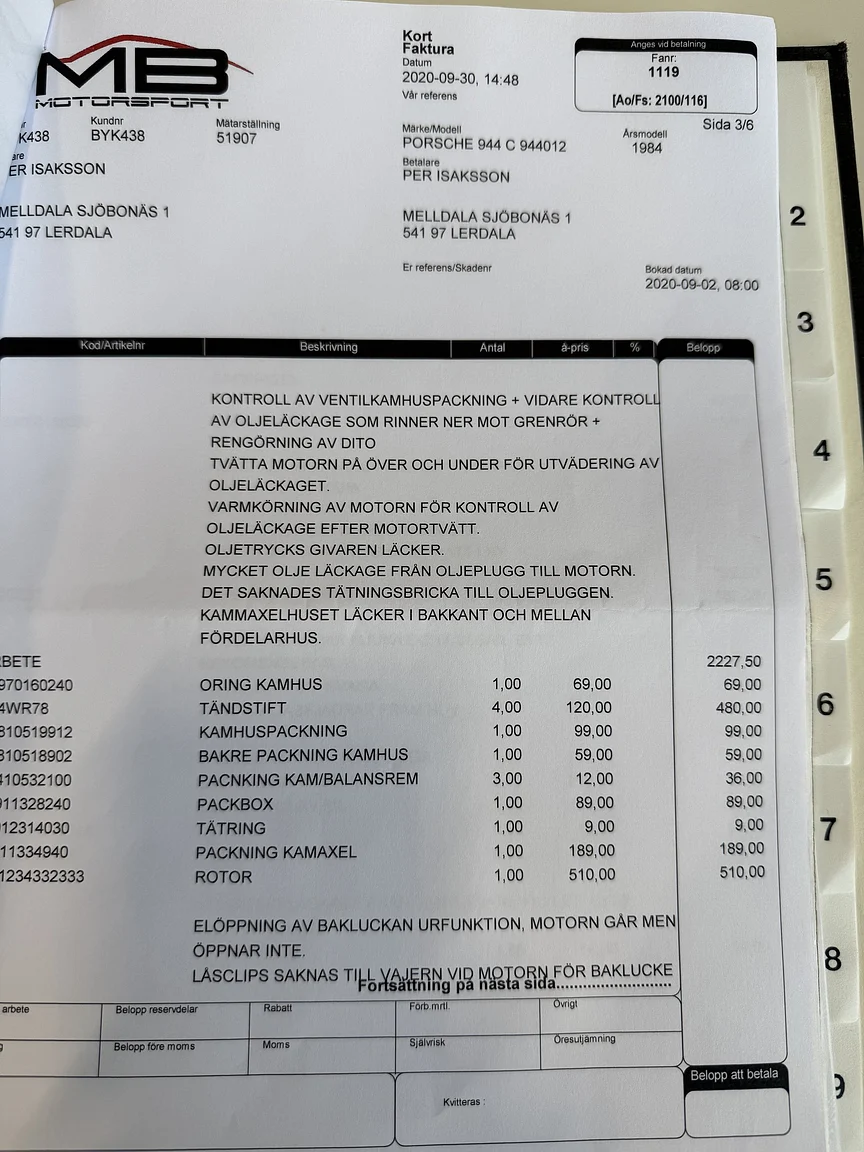 Dokumentation för 1984 Porsche 944 Targa (15)
