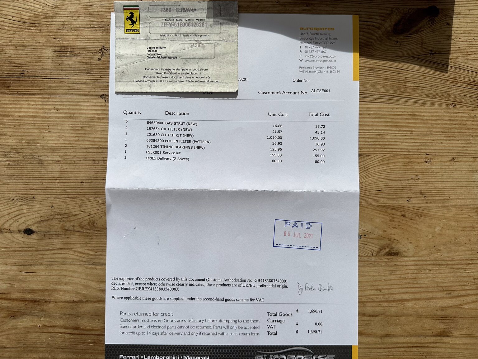 Documentation for 2001 Ferrari 360 Modena V8 Manual (17)