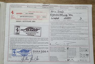 Documentation for 2001 Ferrari 360 Modena V8 Manual