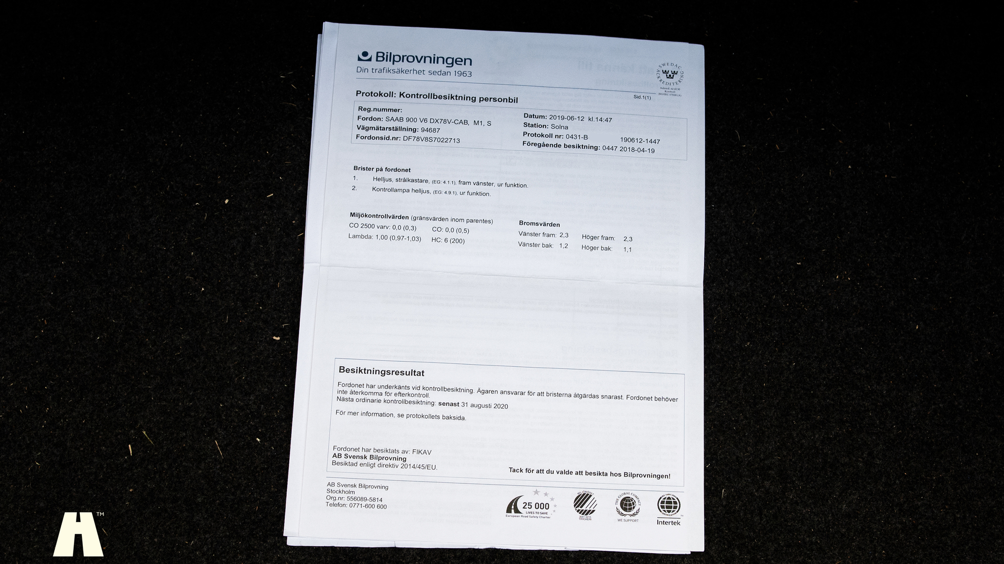 Dokumentation för 1995 SAAB 900 SE V6 Automat