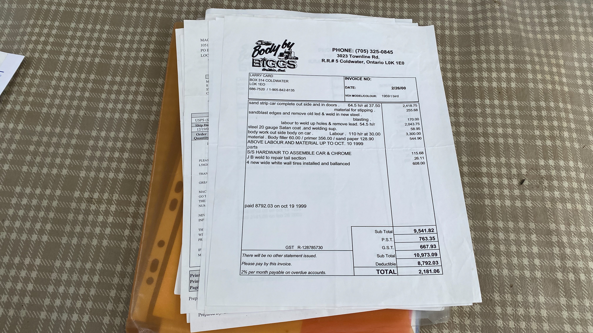 Dokumentation för 1959 Ford Thunderbird hardtop