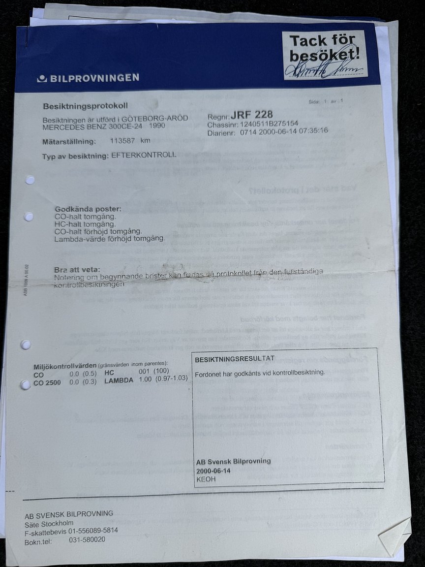 Dokumentation för 1990 Mercedes-Benz 300CE-24