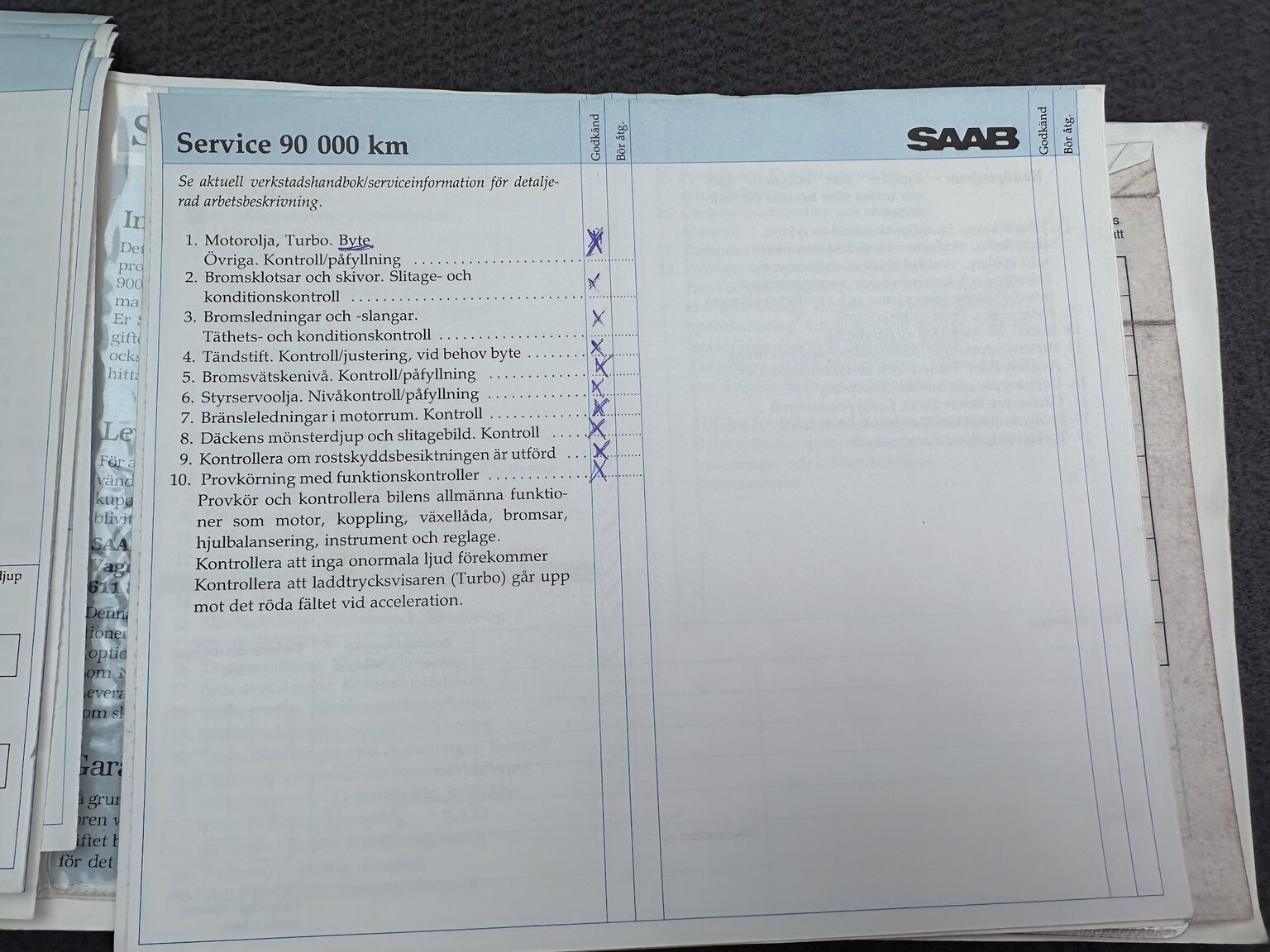 Dokumentation för 1988 SAAB 9000i
