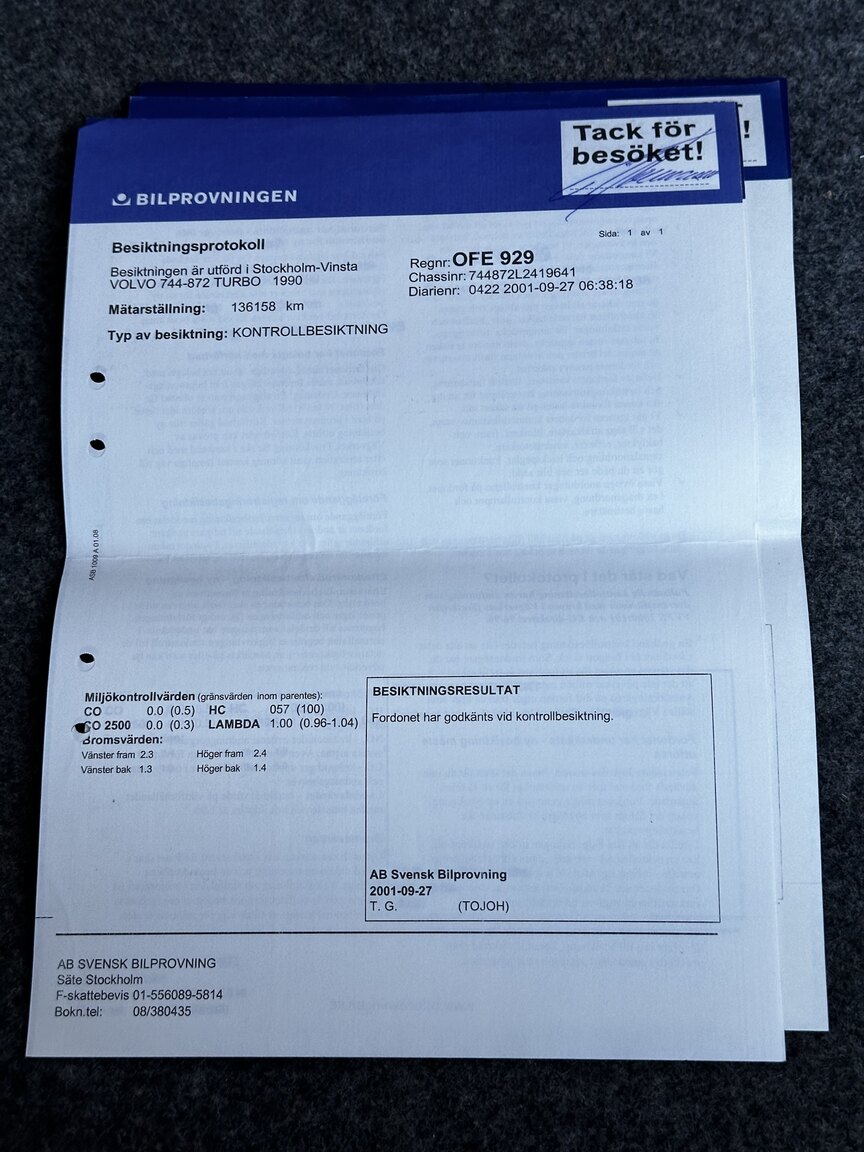 Documentation for 1990 VOLVO 740 Turbo