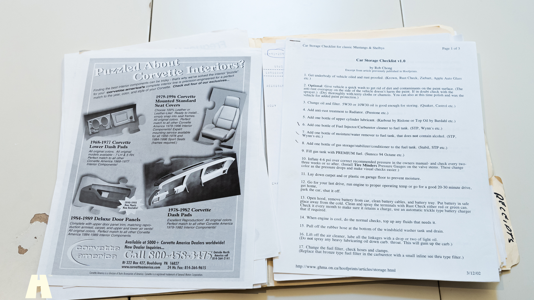 Documentation for 1960 Chevrolet Corvette