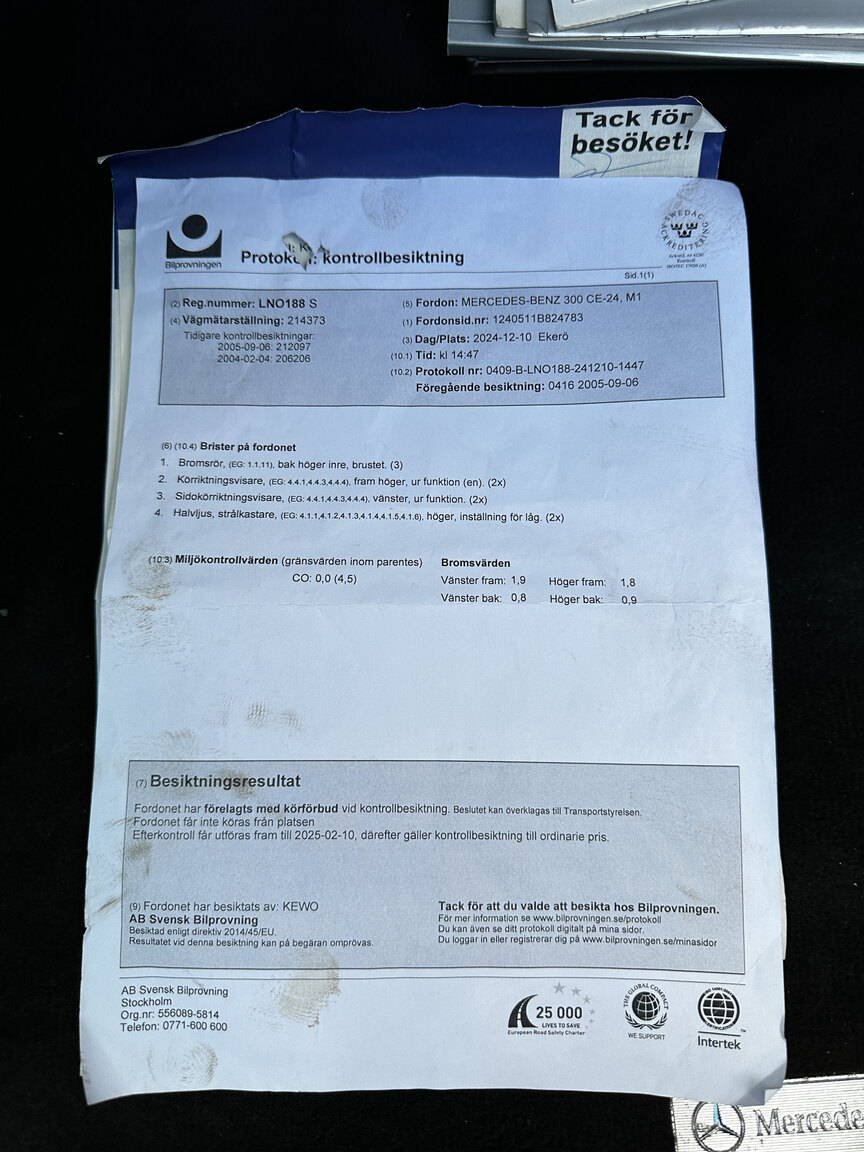 Dokumentation för 1992 Mercedes-Benz 300CE-24V