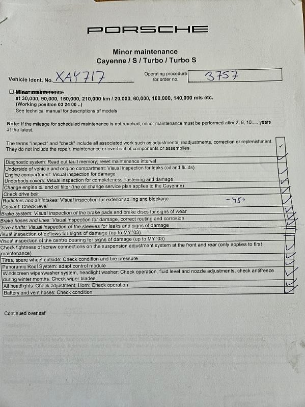 Documentation for 2005 Porsche Cayenne Turbo WLS