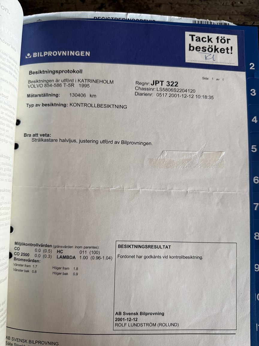 Documentation for 1995 Volvo 850 T-5R