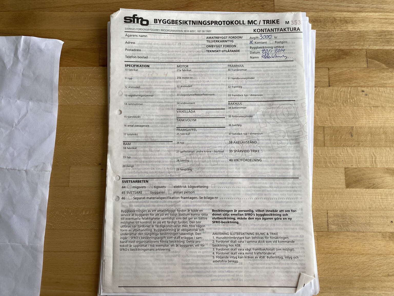 Dokumentation för 2014 Harley Davidson Custom