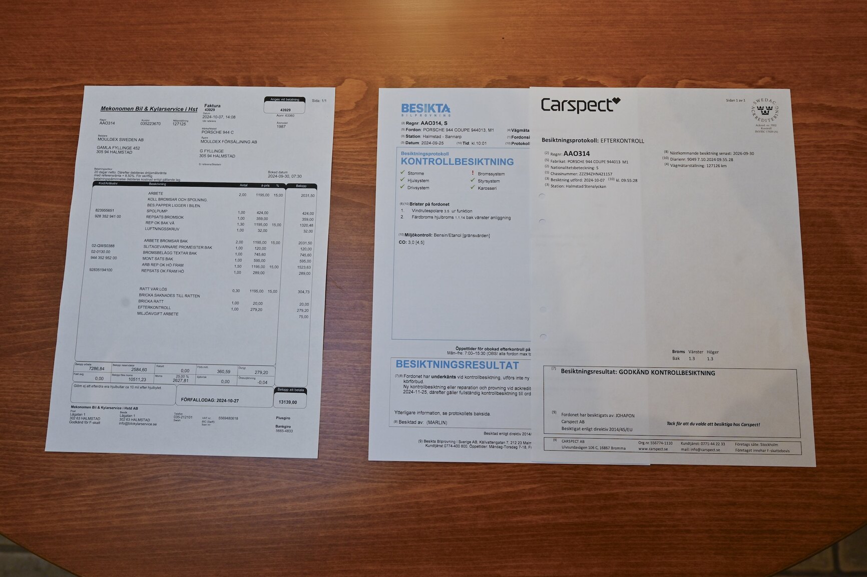 Dokumentation för 1987 Porsche 944 Automat