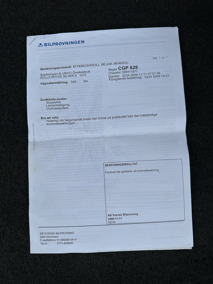 Documentation for 1972 Rolls-Royce Silver Shadow