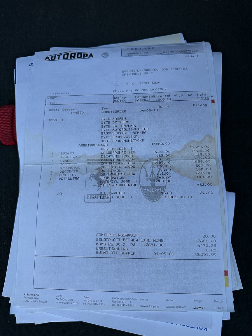 Documentation for 2000 Maserati 3200 GT