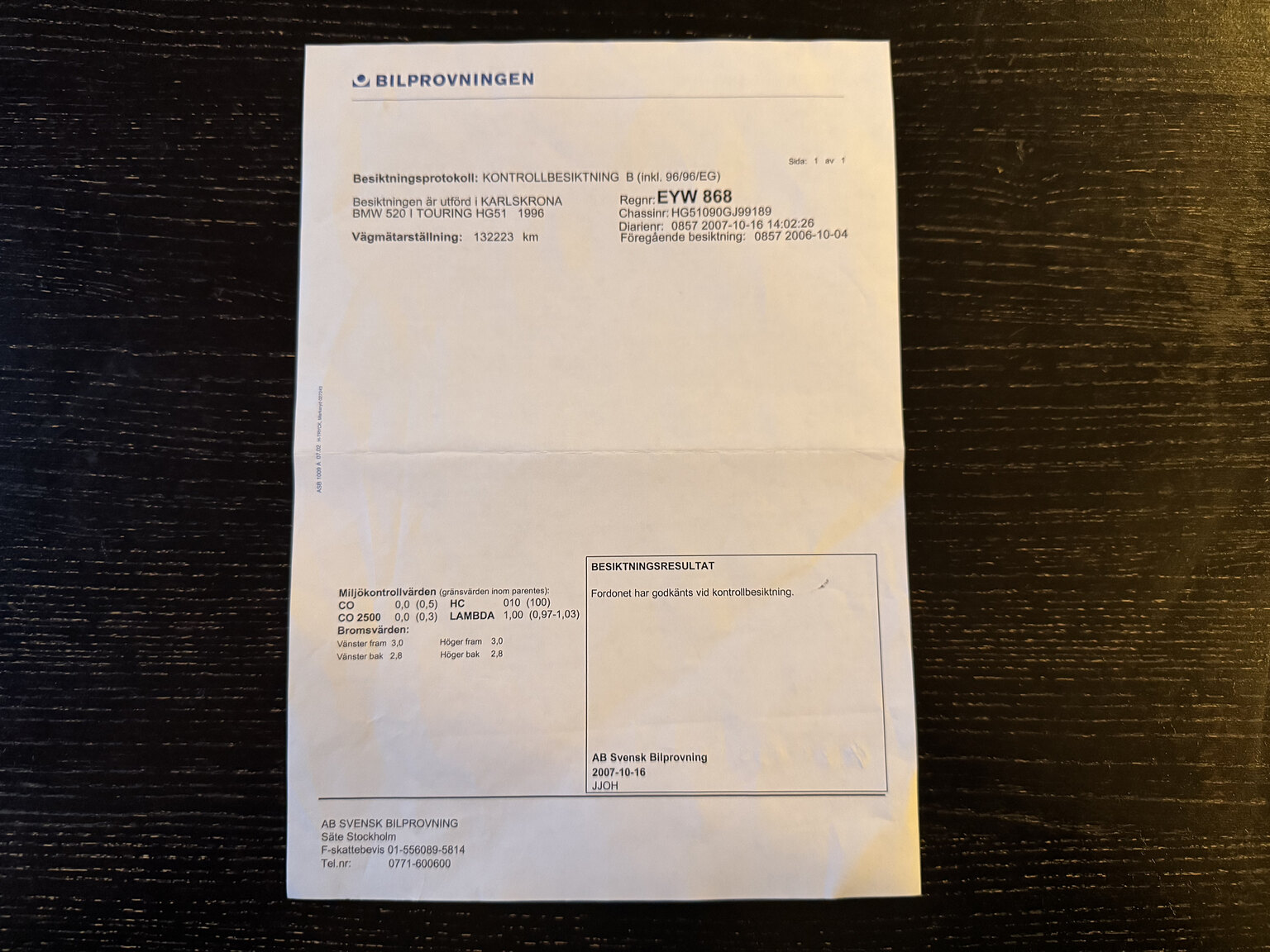 Documentation for 1996 BMW 520i Touring