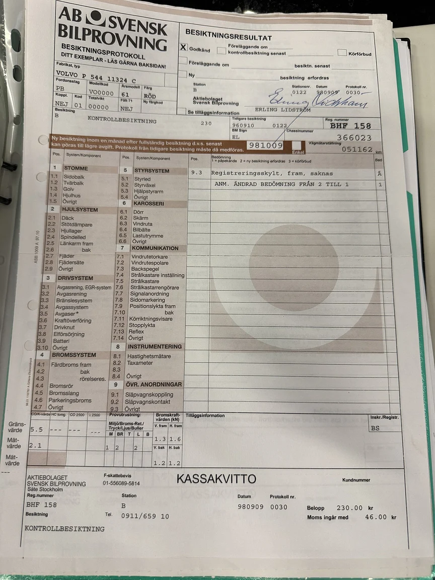 Documentation for 1961 Volvo PV544C Sport (21)