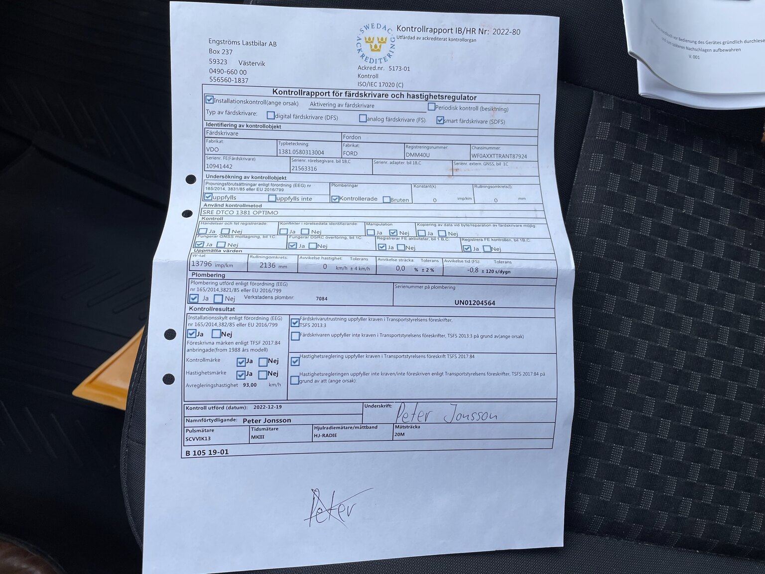 Documentation for 2022 Ford Transit fordonstransport (2)