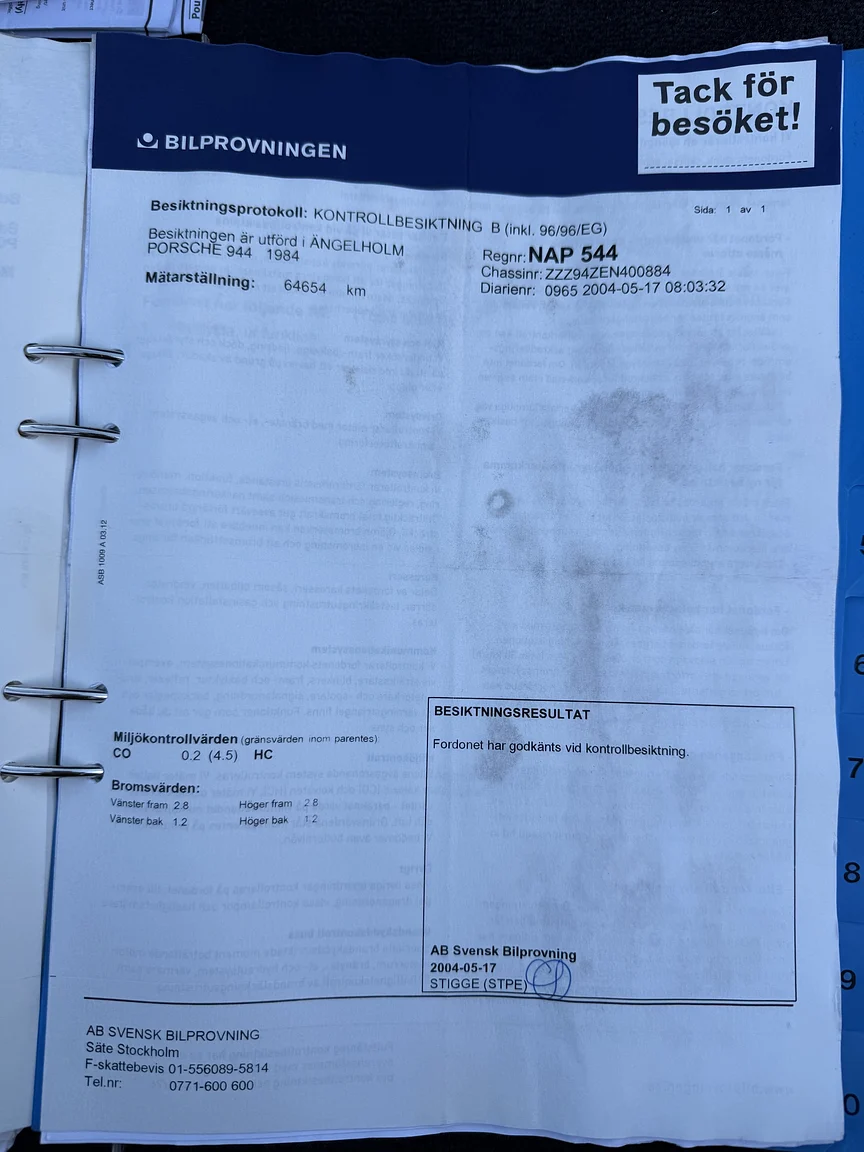 Dokumentation för 1984 PORSCHE 944 Targa (39)