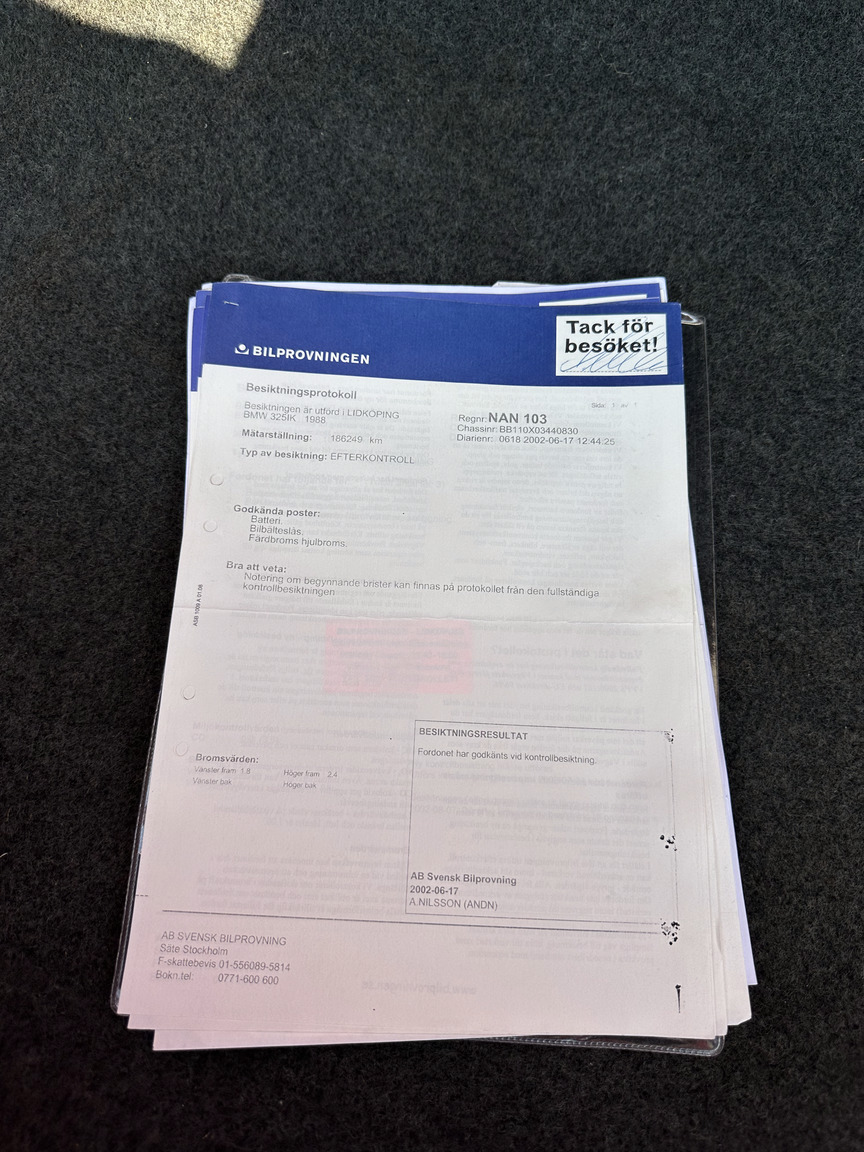 Documentation for 1988 BMW 325 Cabriolet (E30)
