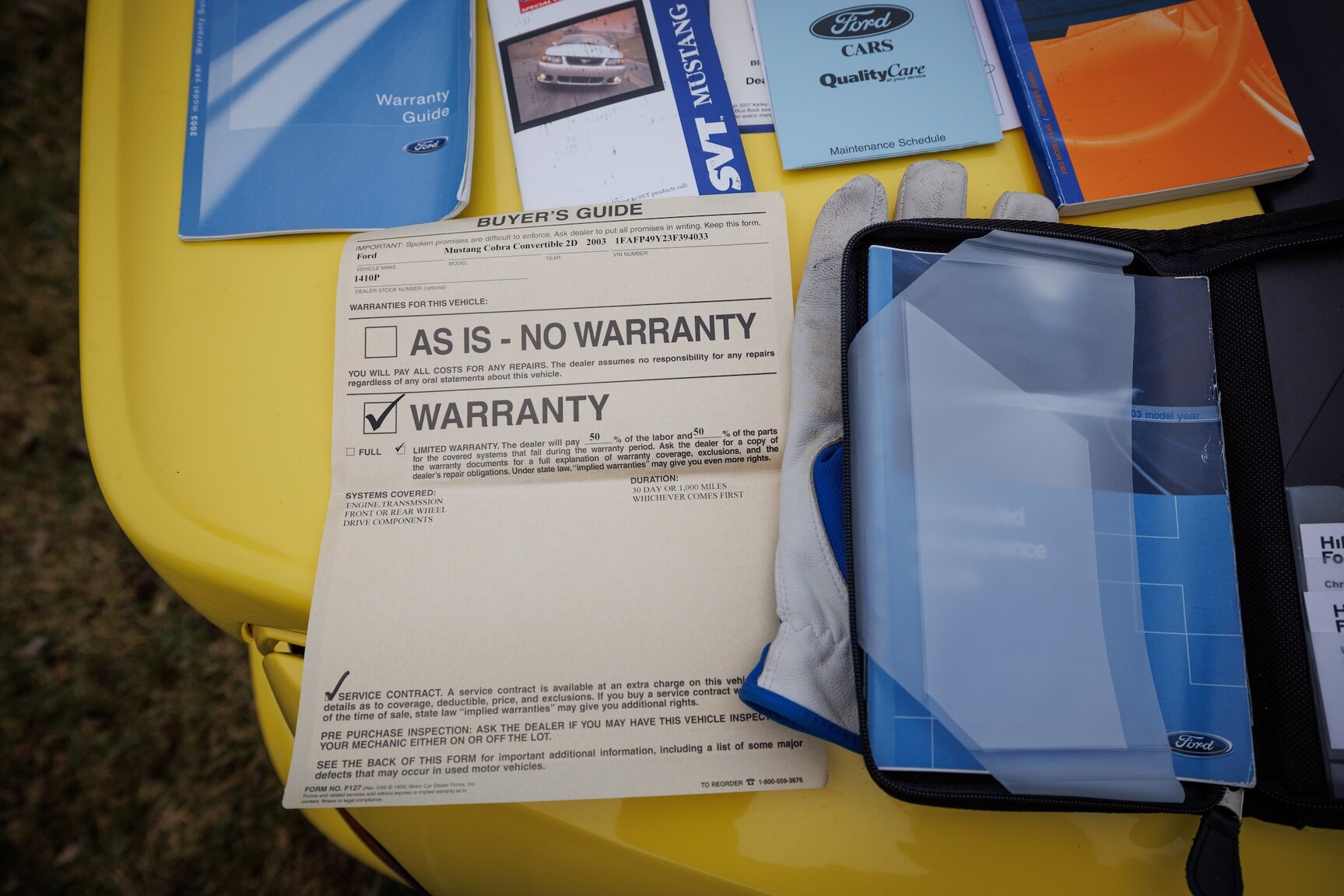 Dokumentation för 2003 Ford Mustang SVT Cobra