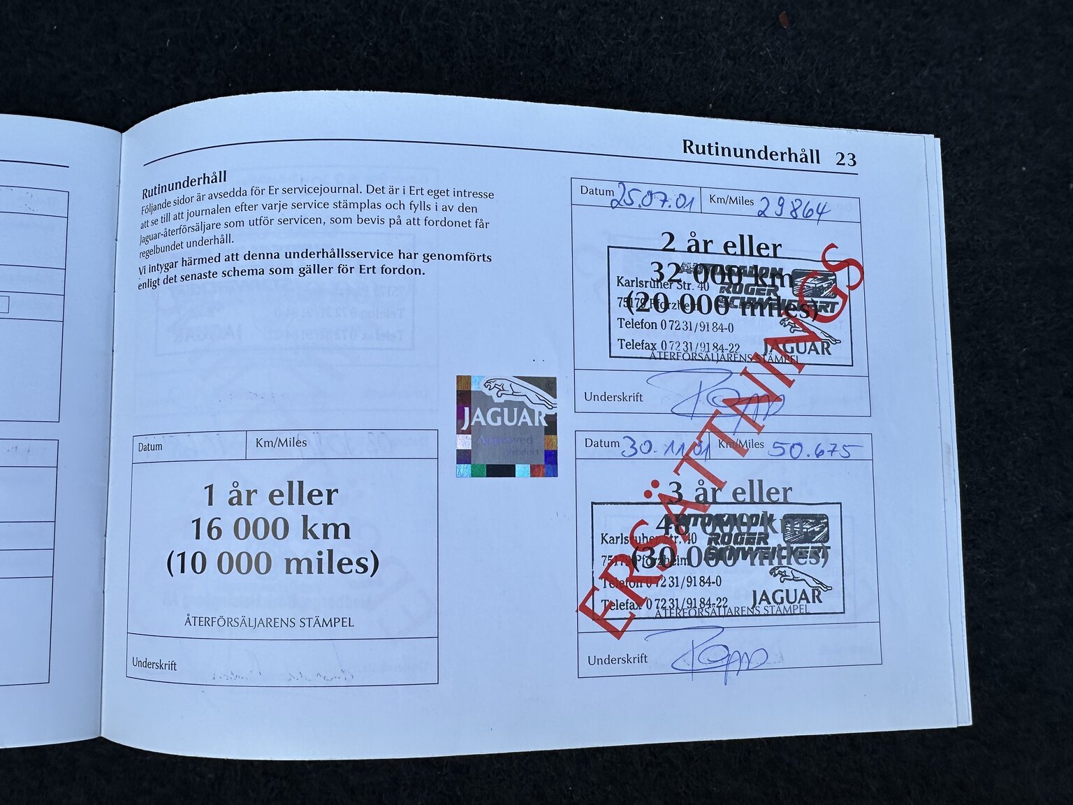 Dokumentation för 2000 Jaguar XK 8