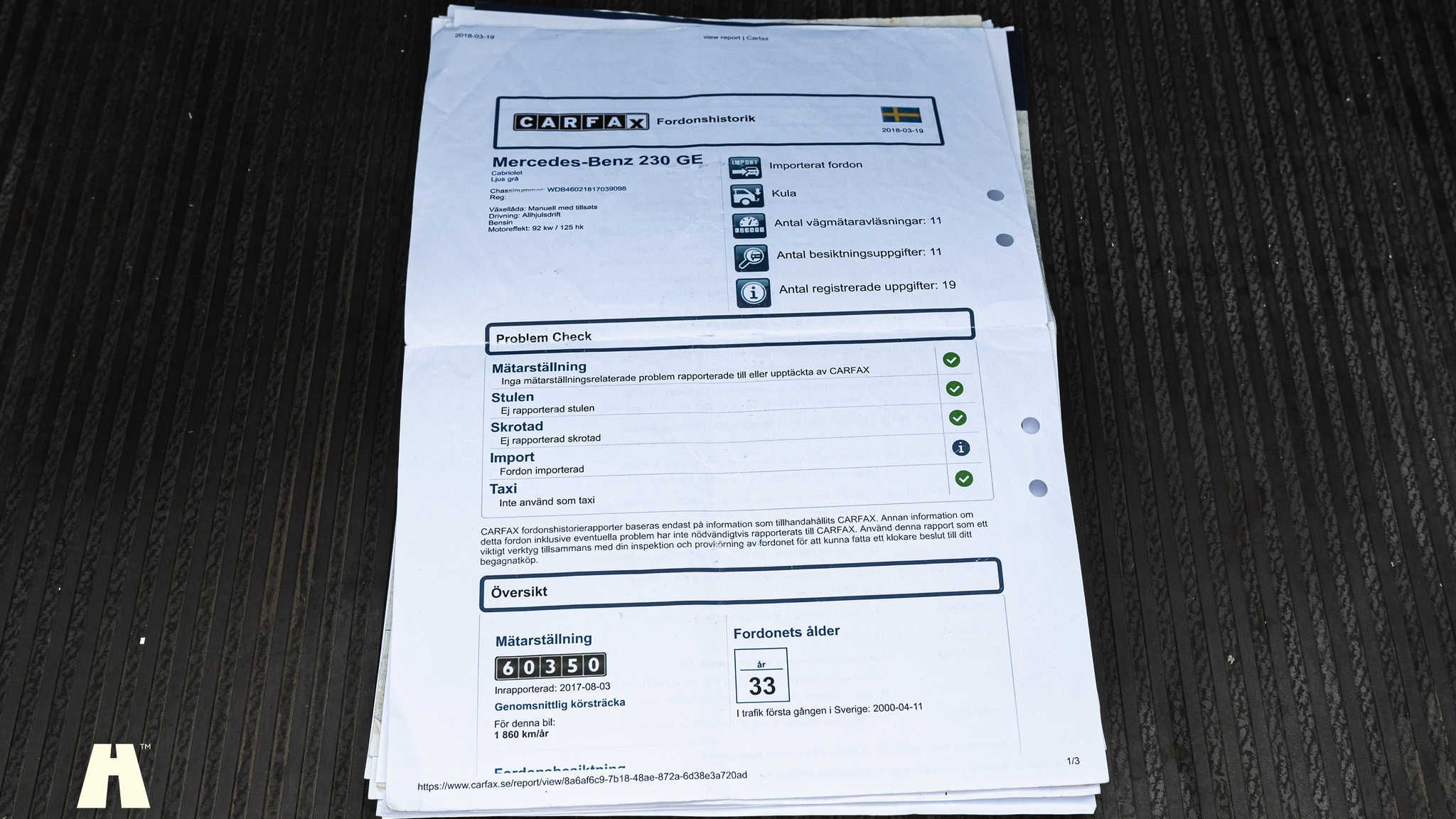 Documentation for 1985 Mercedes 230GE Cabrio