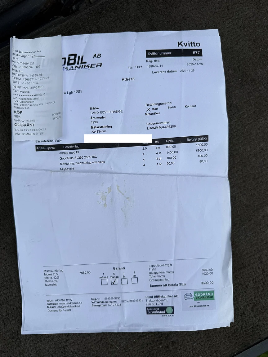 Documentation for 1990 Range Rover Vogue SE 3.9 (21)