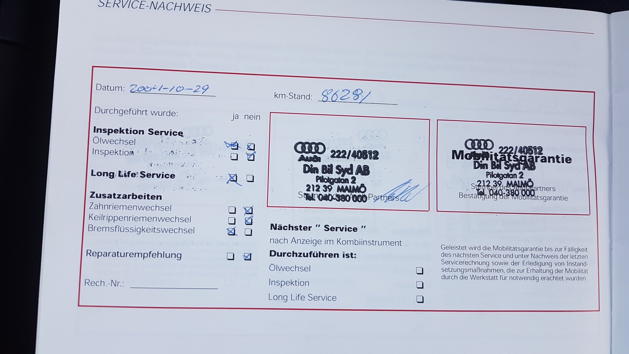 Dokumentation för 2000 Audi S6 Avant