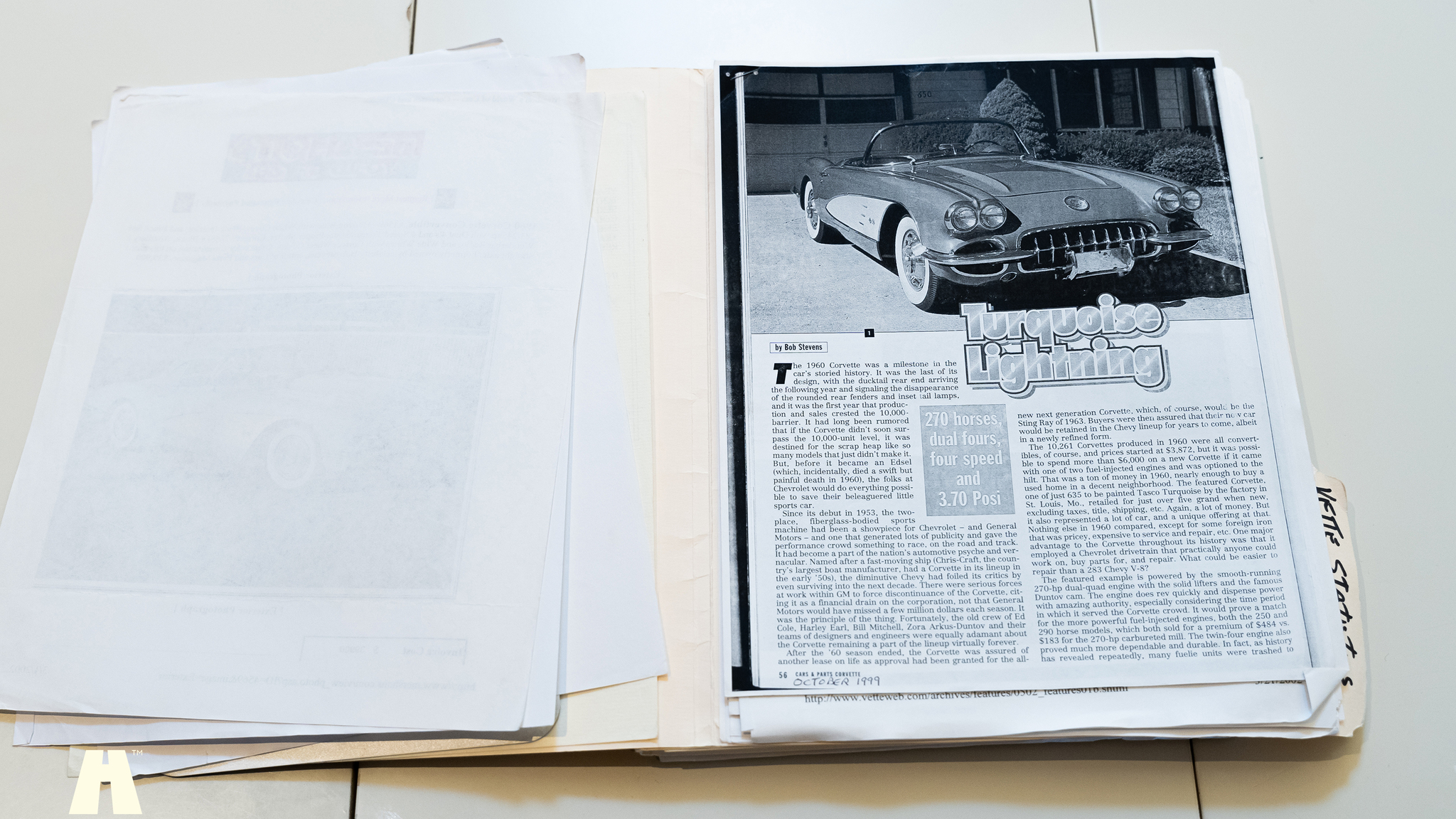 Dokumentation för 1960 Chevrolet Corvette