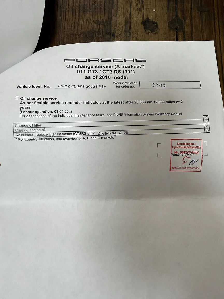 Dokumentation för 2016 Porsche 911 GT3 RS (6)