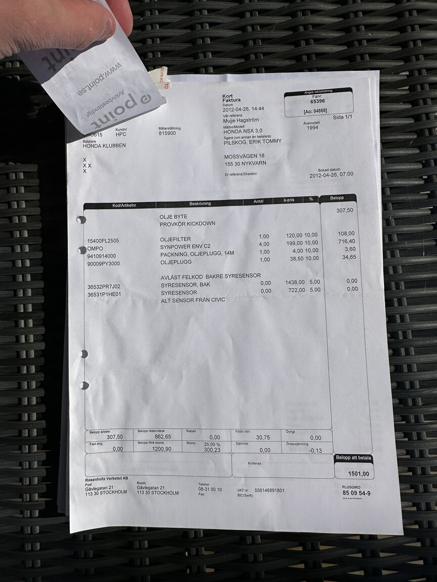Documentation for 1992 Honda NSX 3.0