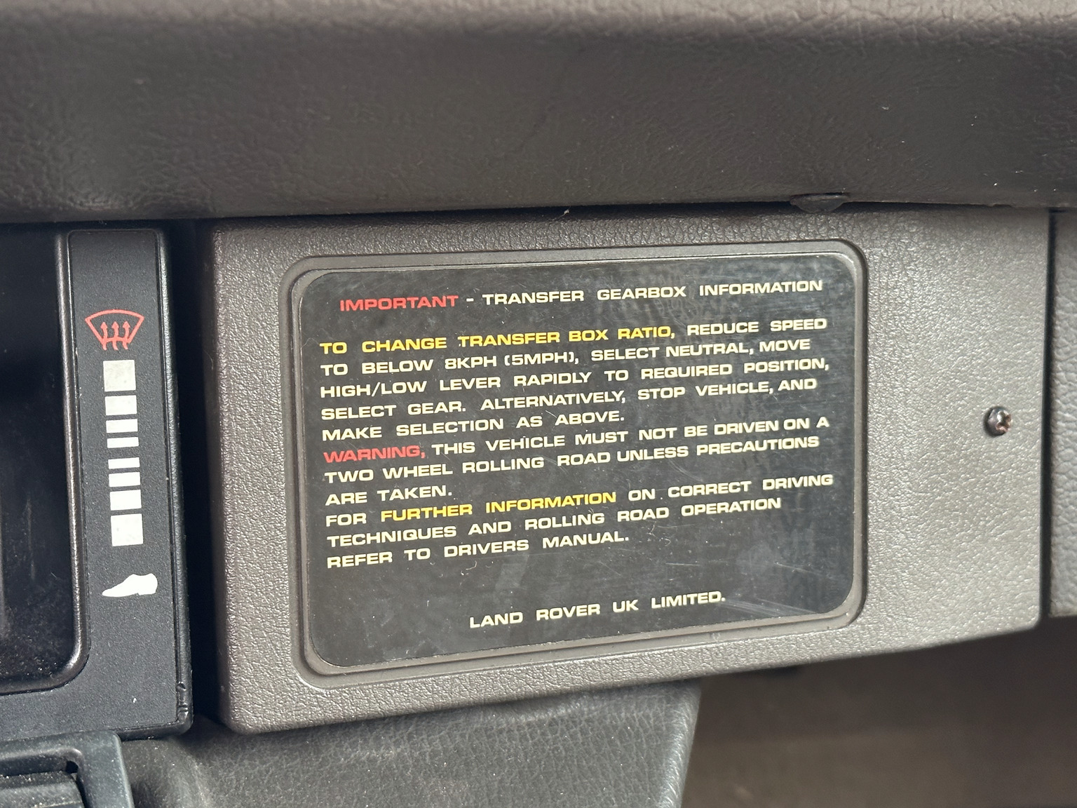 Interiörbild 1990 Range Rover Classic