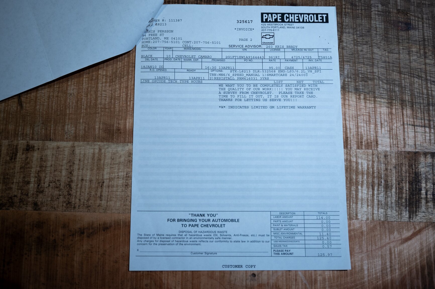 Documentation for 2010 Chevrolet Camaro SS (4)