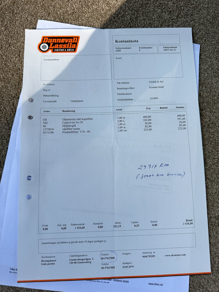 Dokumentation för 2000 Volvo V70 XC 2.4 T AWD 