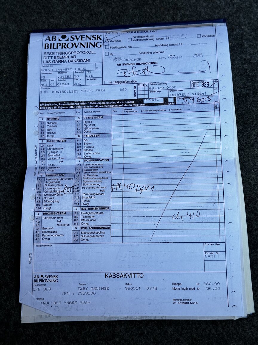 Dokumentation för 1990 VOLVO 740 Turbo