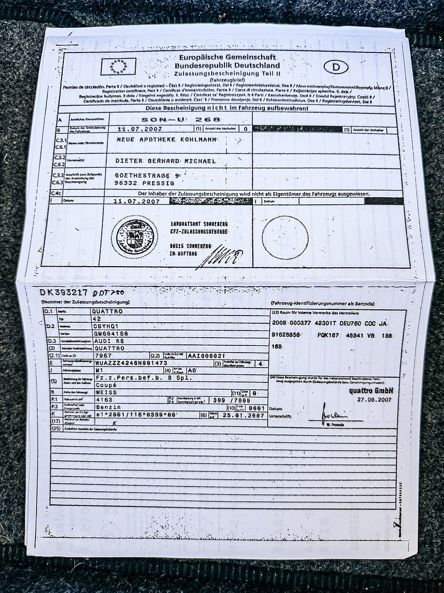 Documentation for 2008 Audi R8 4.2 V8 Turbo Manuell