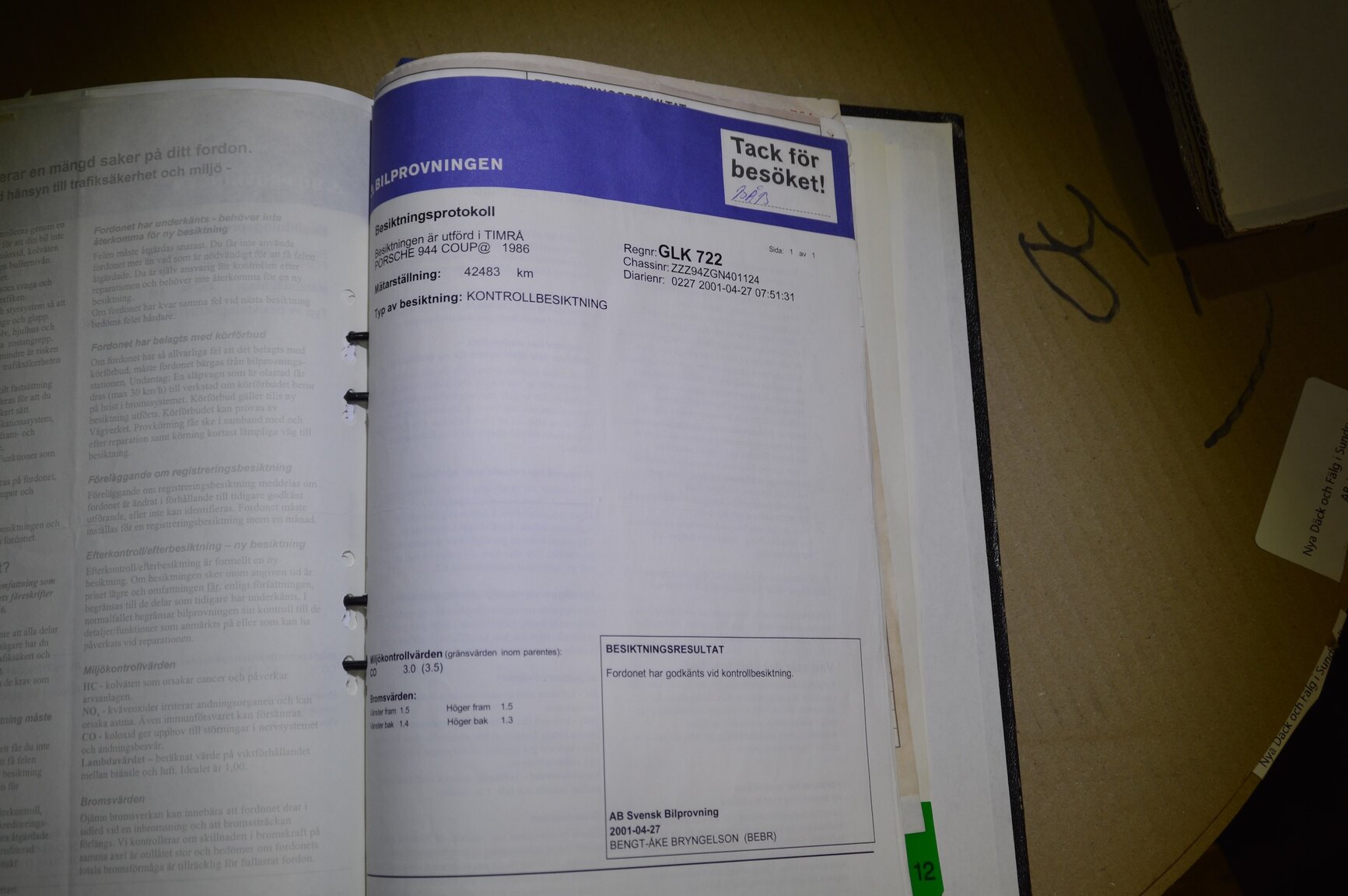 Documentation for 1986 Porsche 944 Coupé