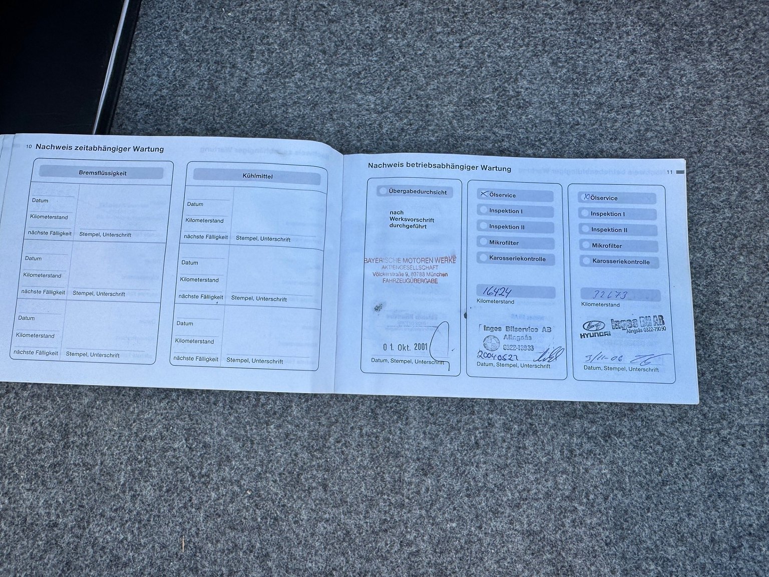 Dokumentation för 2001 BMW 325IA CAB