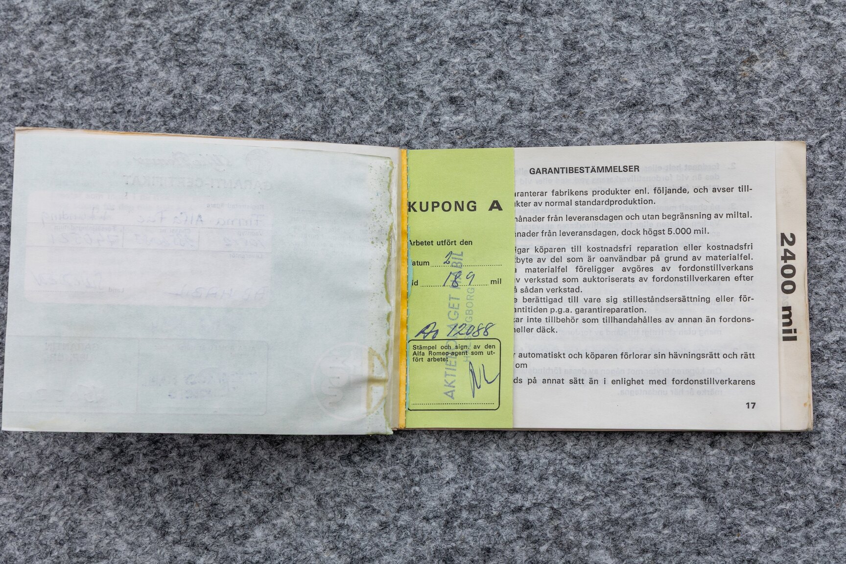 Documentation for 1974 Alfa Romeo Berlina 2000