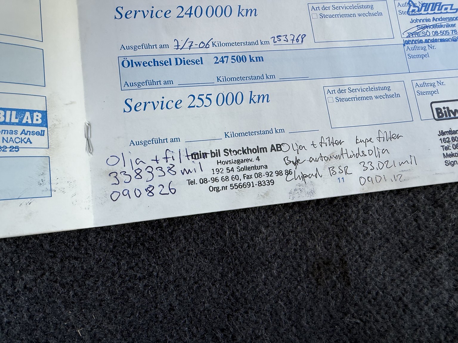 Documentation for 1995 VOLVO 855 T5R T-5R