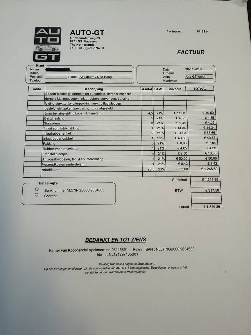 Documentation for 1974 Alfa Romeo GT 1600 Junior