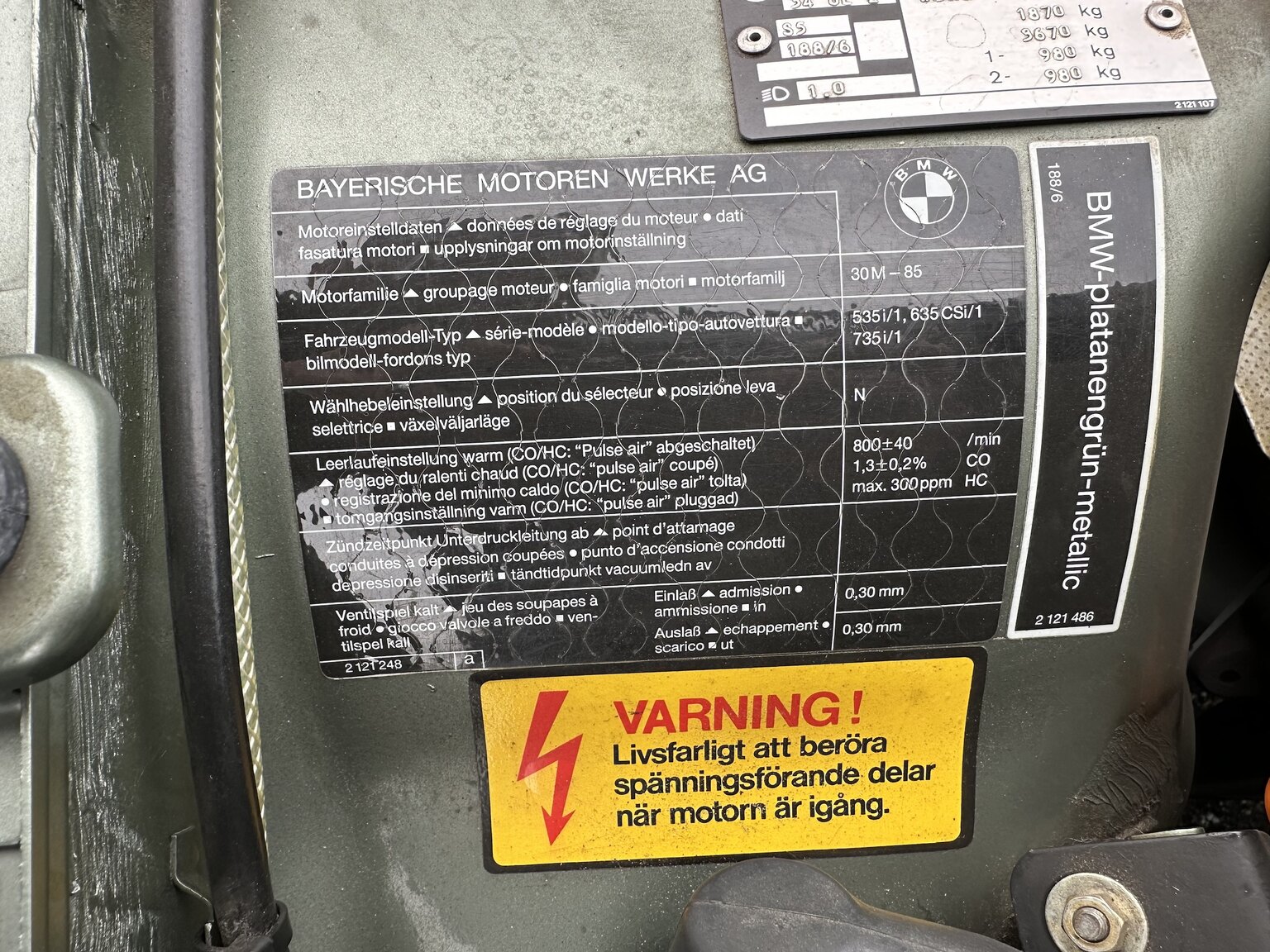 Image of 1986 BMW 635CSi mechanics