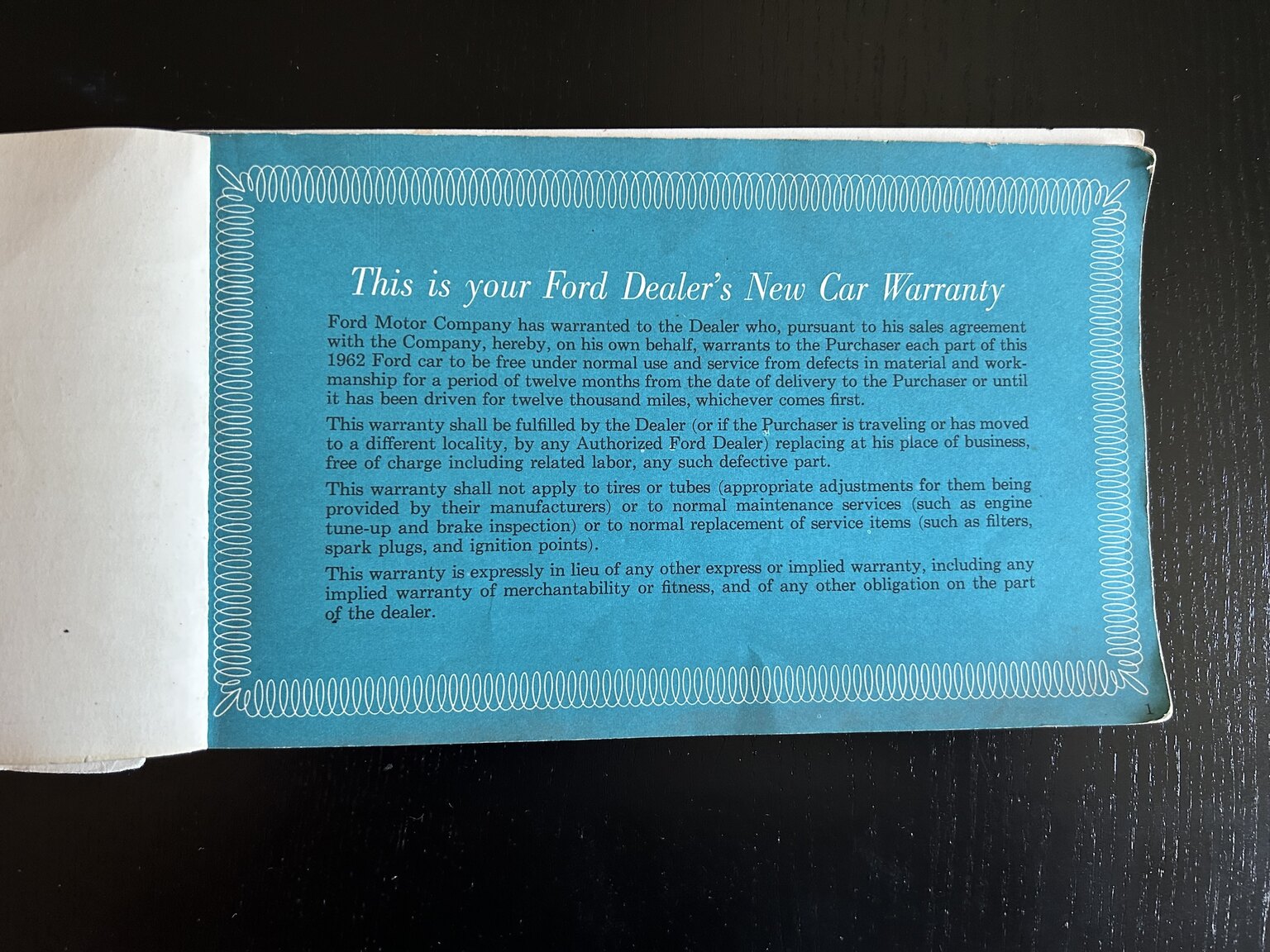 Documentation for 1962 Ford Galaxie 500 XL Sunliner