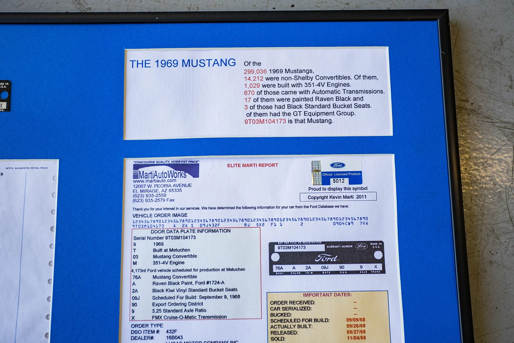 Documentation for 1969 Ford Mustang GT Cabriolet "M-code" (2)