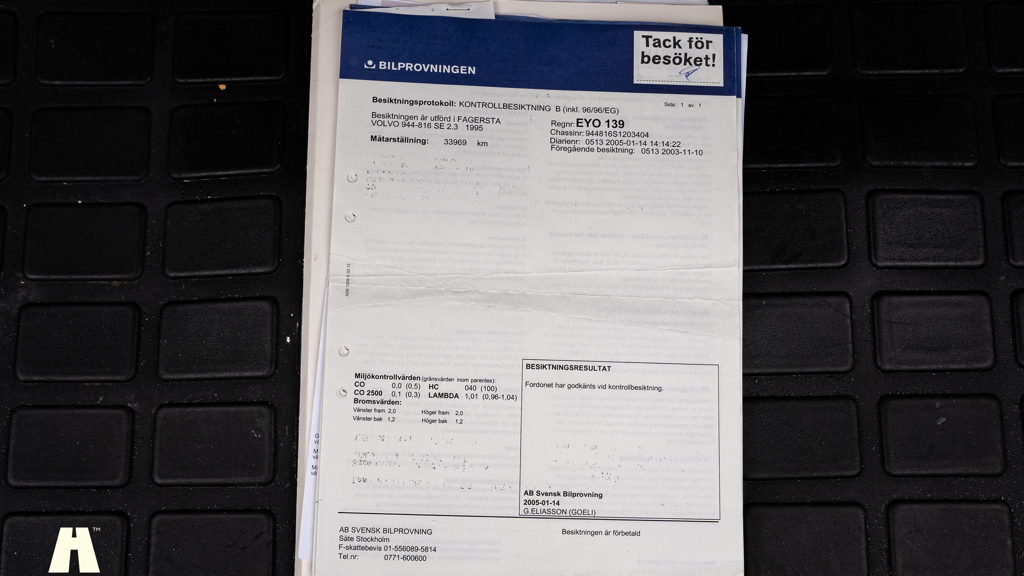 Documentation for 1995 Volvo 940 SE