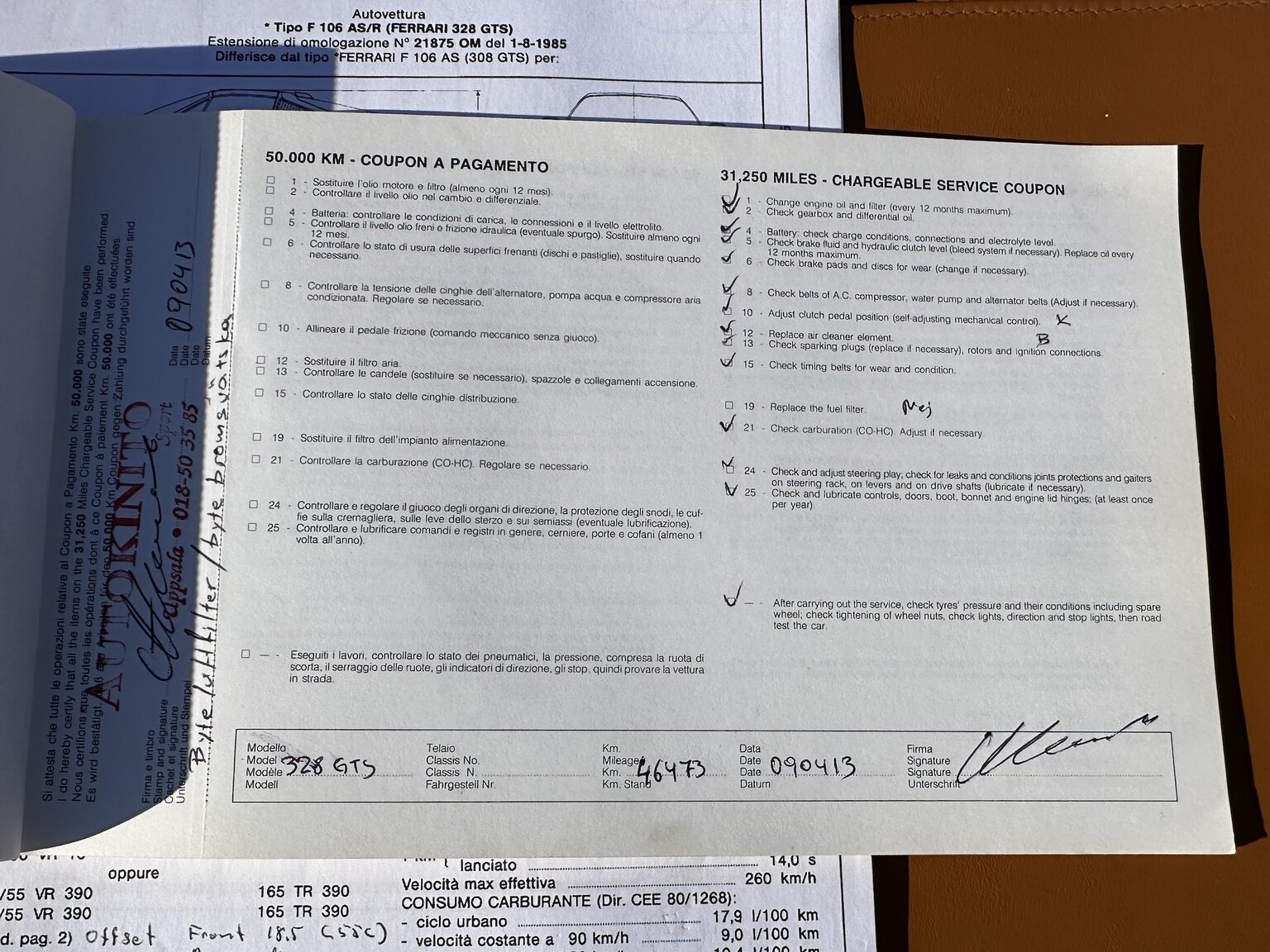 Dokumentation för 1986 Ferrari 328 GTS