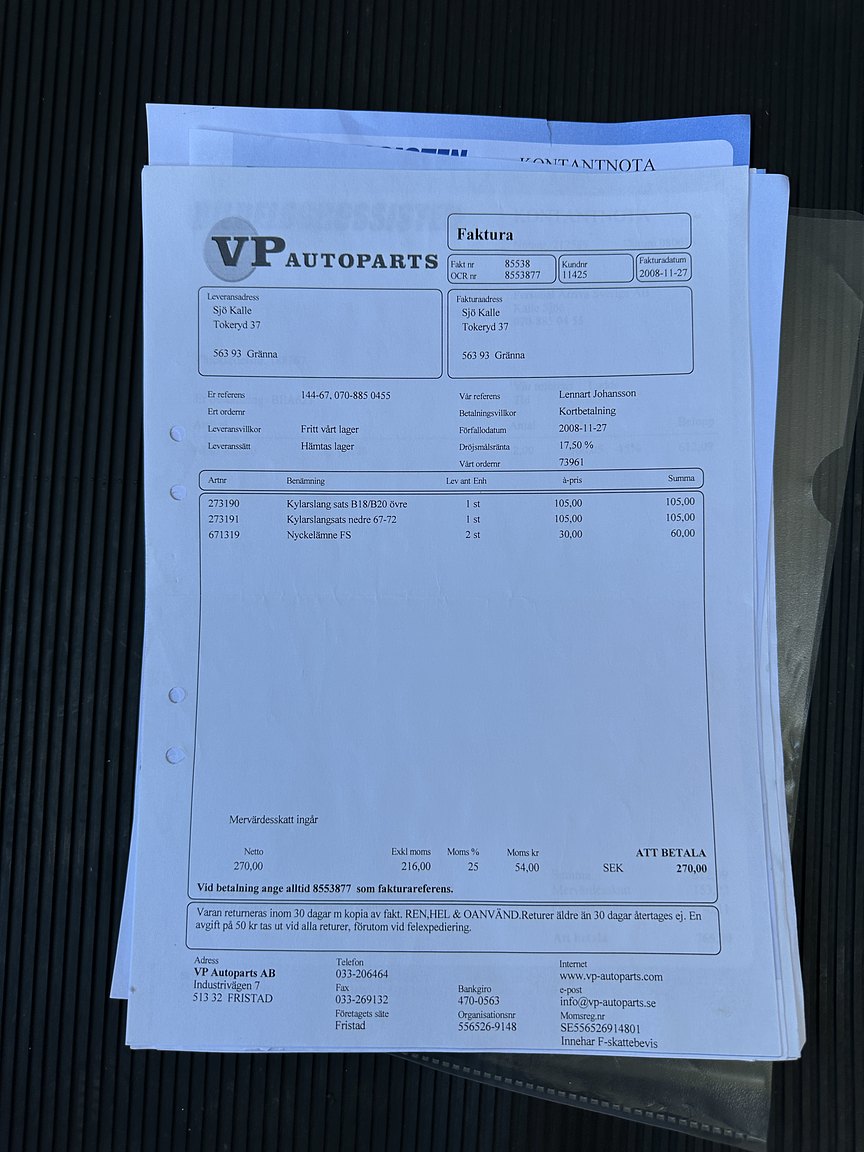 Documentation for 1967 Volvo 144 1.8 