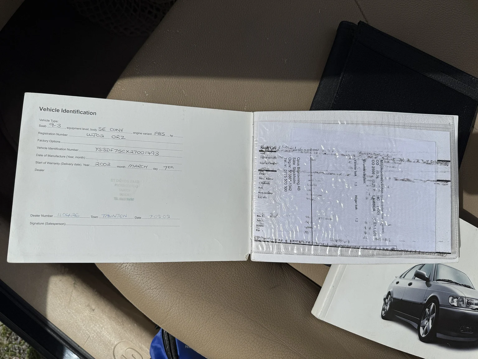 Dokumentation, 2002 Saab 9-3 2.0T SE Convertible – NO RESERVE (2)